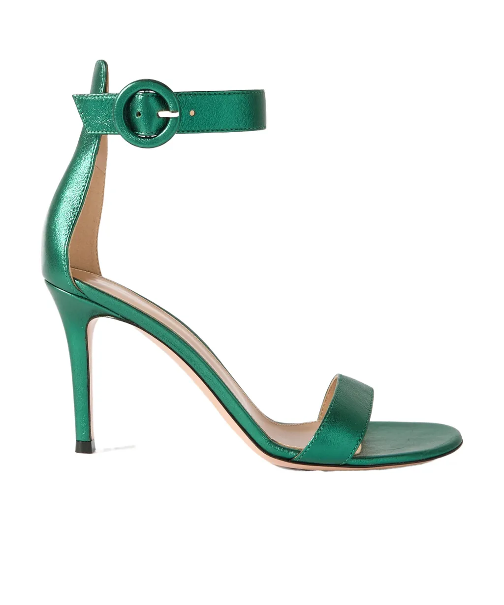 Round Head Metallic High-Heeled Sandals