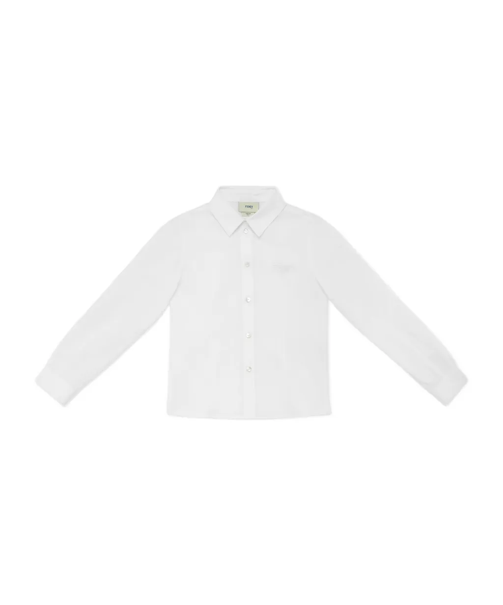 Fendi Kids Long Sleeved Buttoned Poplin Shirt