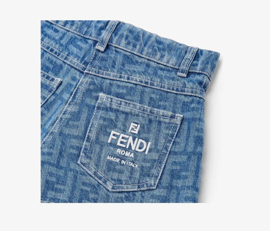 Fendi Kids Ff Motif Denim Shorts