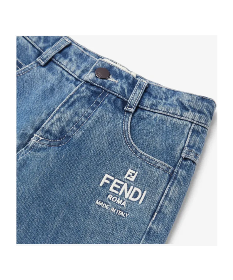 Fendi Kids Logo Embroidered Straight-Leg Jeans