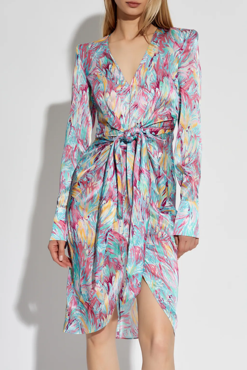 Balmain Floral Printed Long-Sleeved Dress