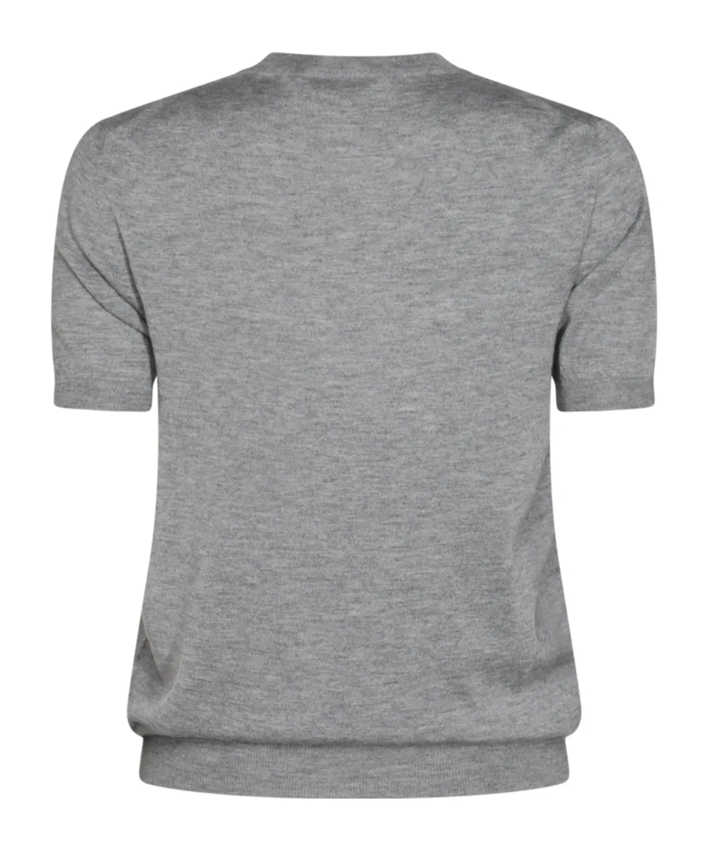 Miu Miu Logo Jacquard Fine-Knit Top