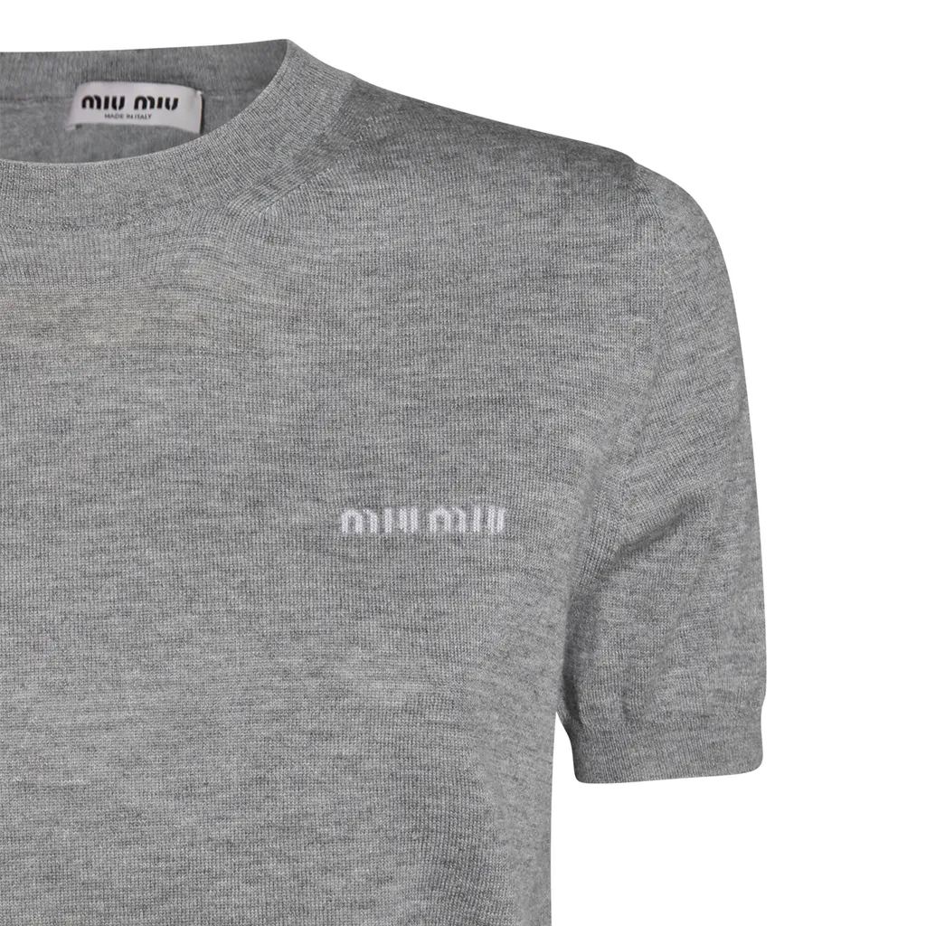 Miu Miu Logo Jacquard Fine-Knit Top