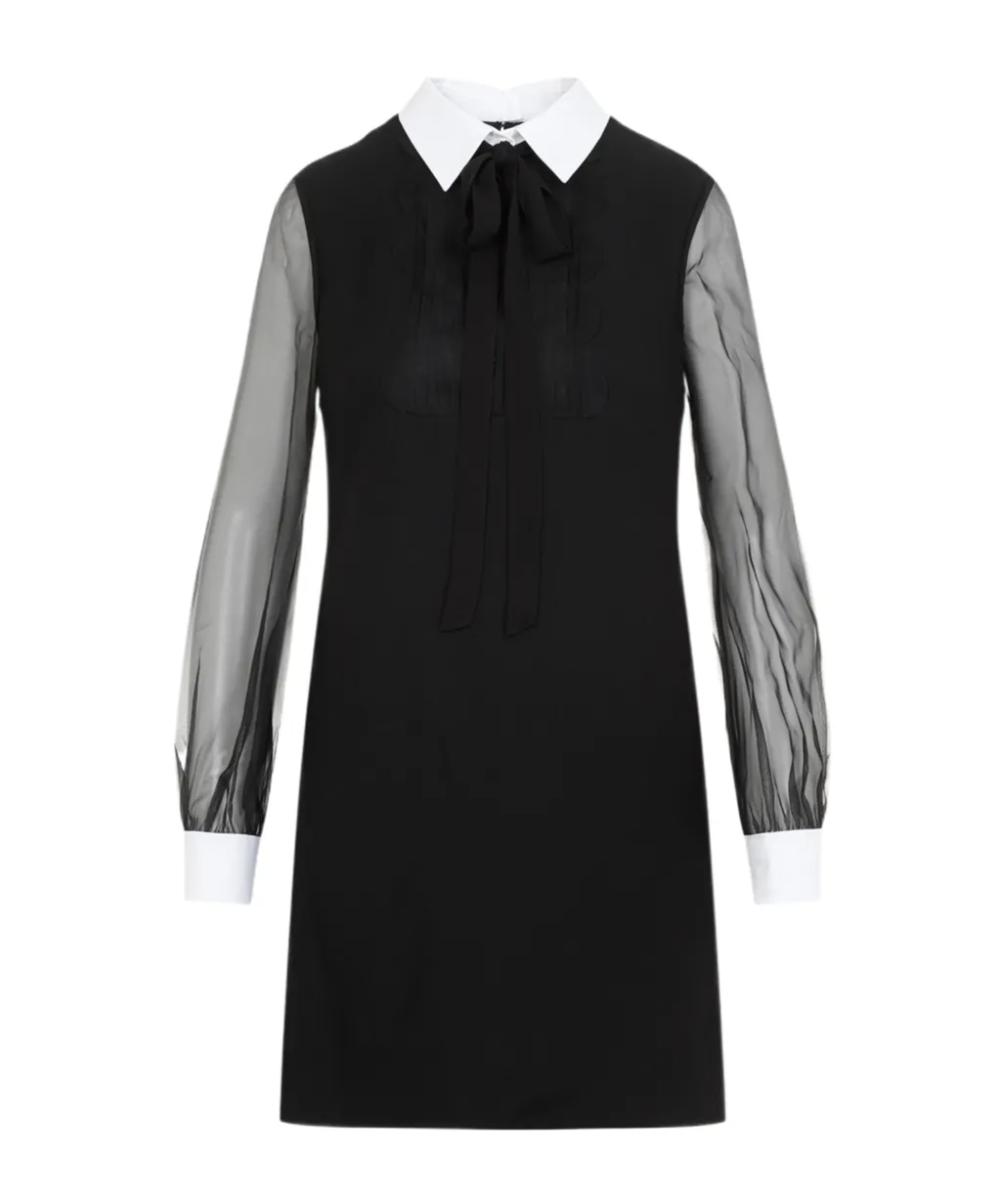 Valentino Neck Tie Long-Sleeved Mini Dress
