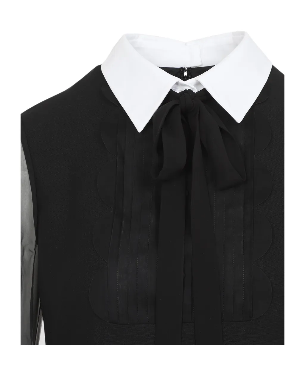 Valentino Neck Tie Long-Sleeved Mini Dress