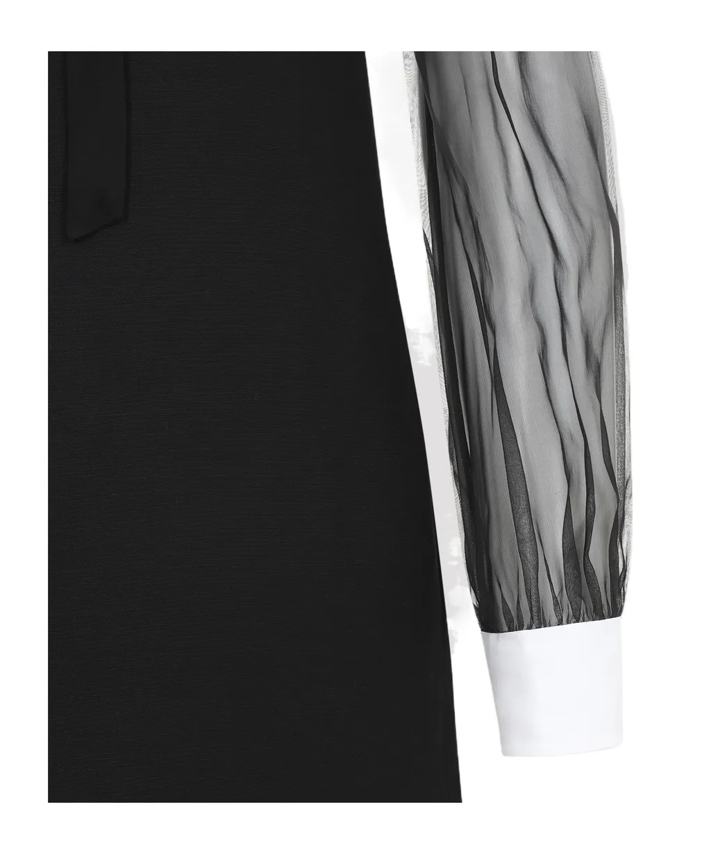 Valentino Neck Tie Long-Sleeved Mini Dress