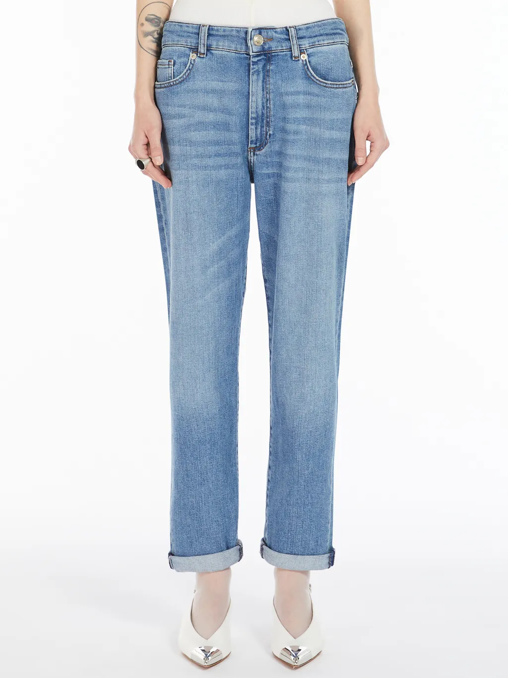 Sportmax Logo Patch Straight Leg Jeans