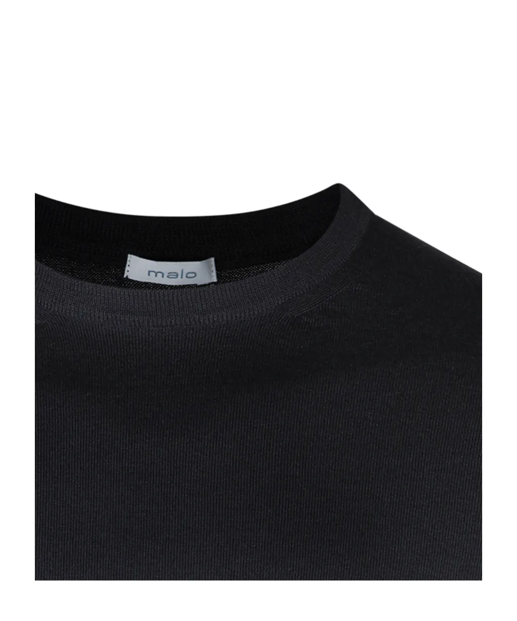 Malo Ribbed Trim Virgin Wool Sweater
