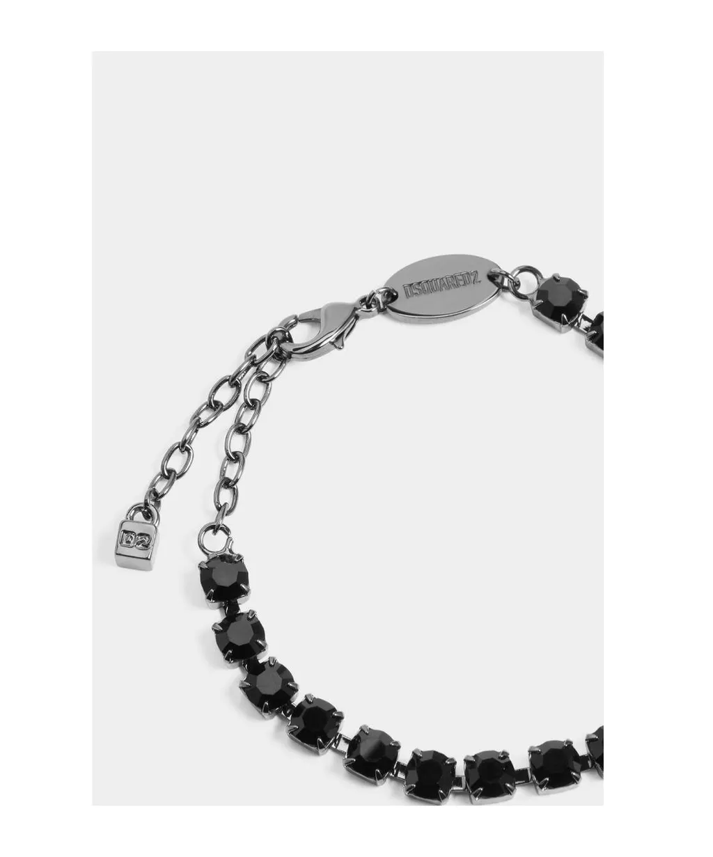 Dsquared2 Crystal-Embellished Logo Charm Bracelet