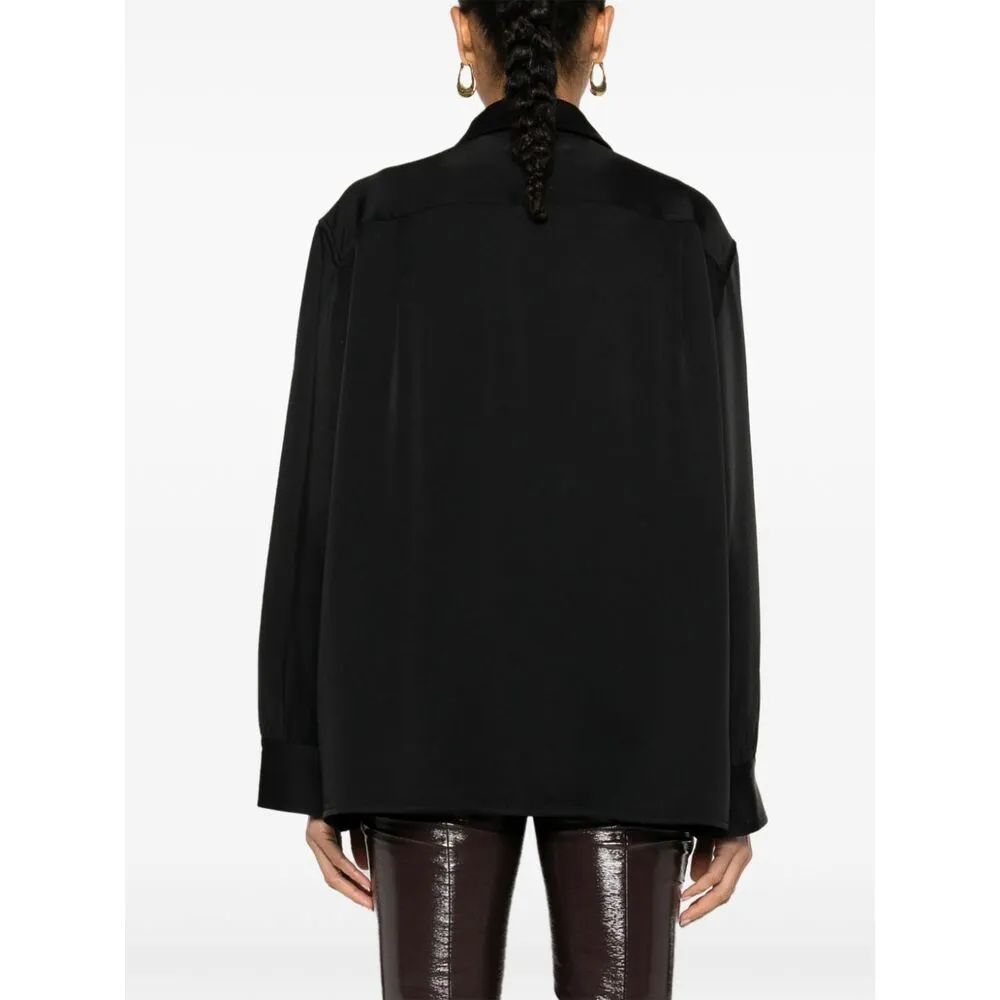 Jil Sander Detachable Jewel Clip Detailed Satin Shirt
