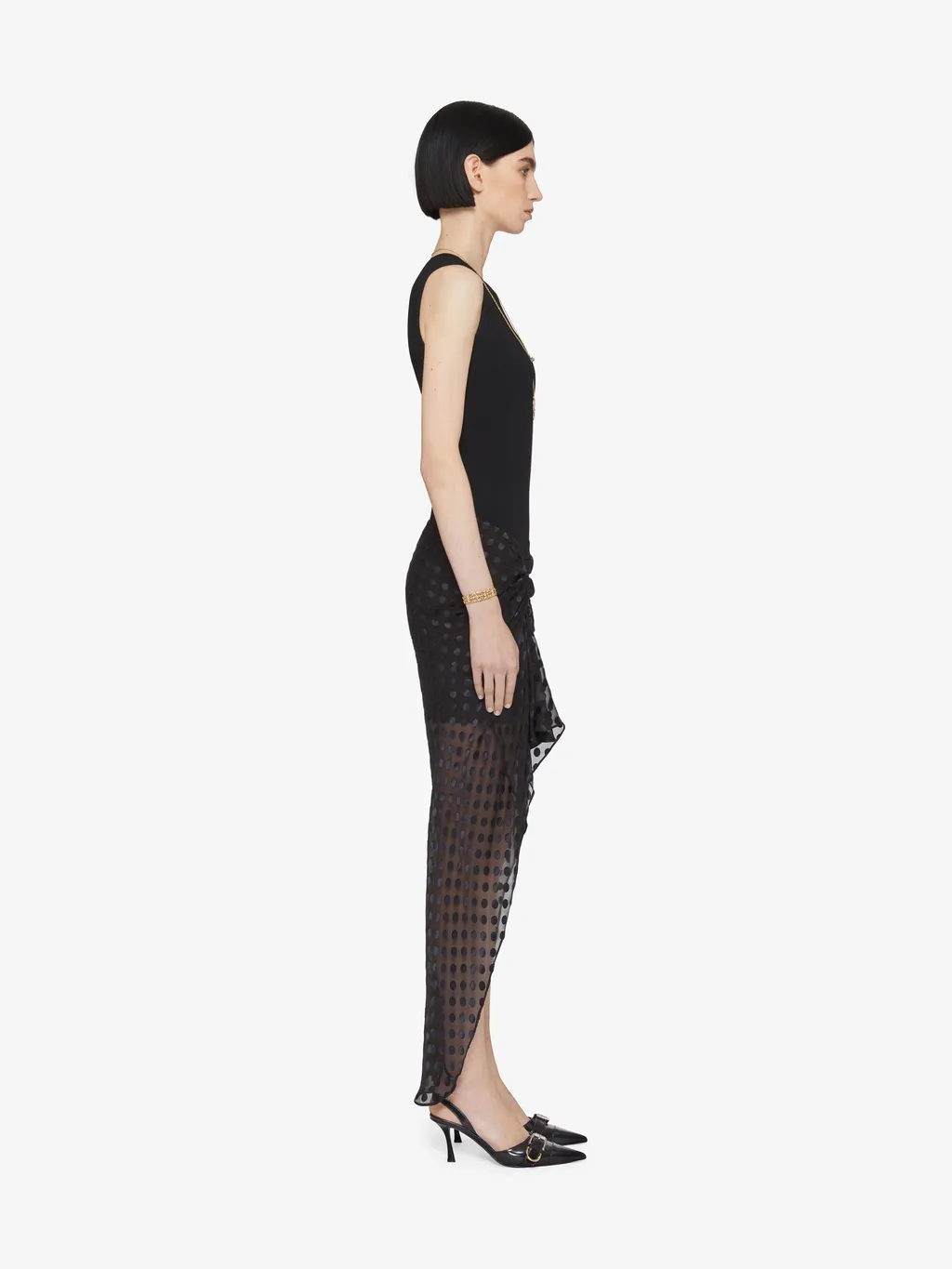 Draped Dress In Jersey And Polka Dots DÉVoré Satin