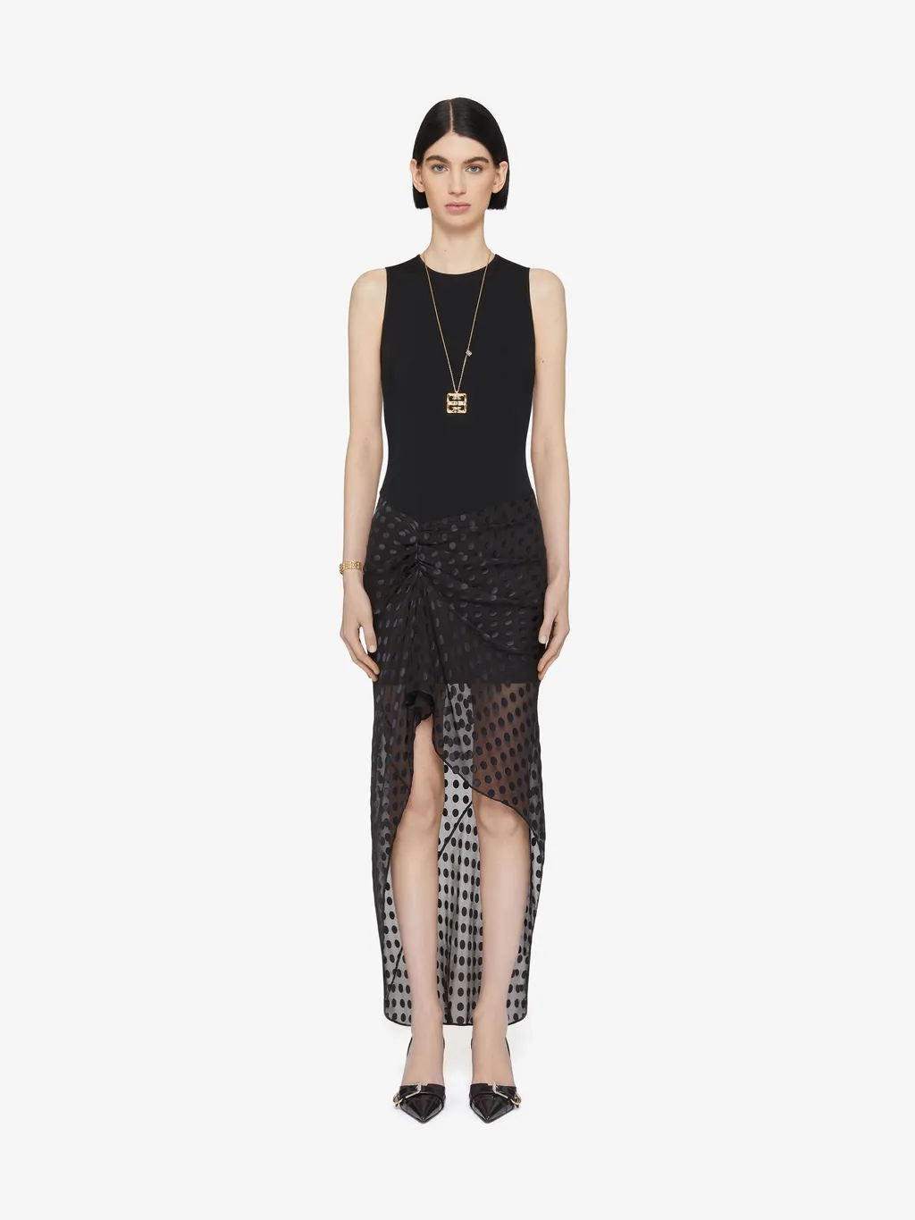 Draped Dress In Jersey And Polka Dots DÉVoré Satin