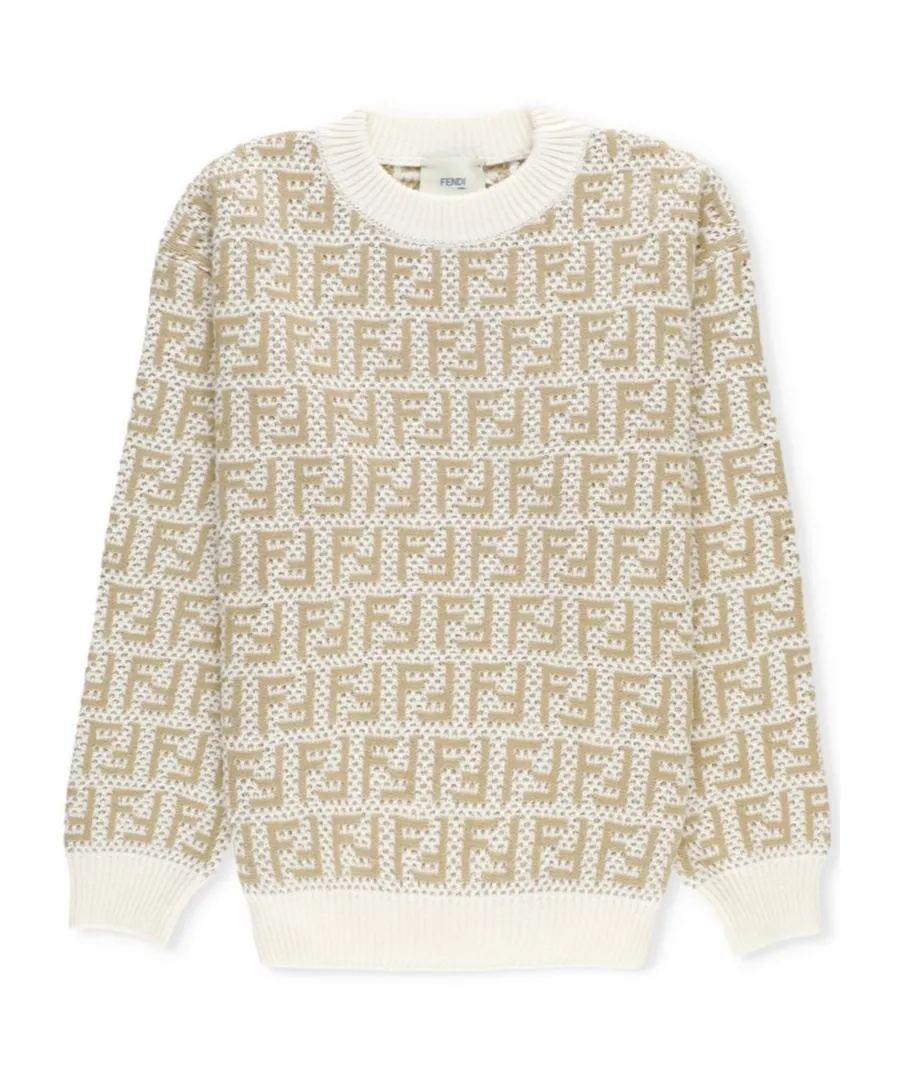 Fendi Kids Logo Intarsia-Knit Crewneck Jumper