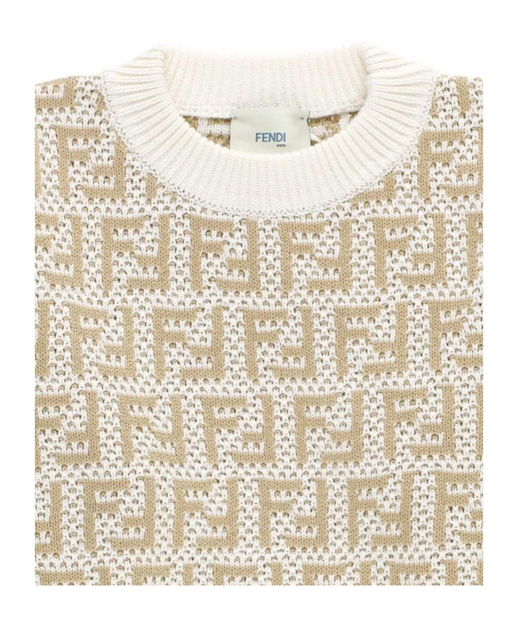 Fendi Kids Logo Intarsia-Knit Crewneck Jumper
