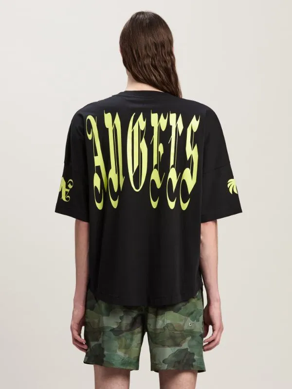 Palm Angels Gothic Logo Printed Crewneck T-Shirt
