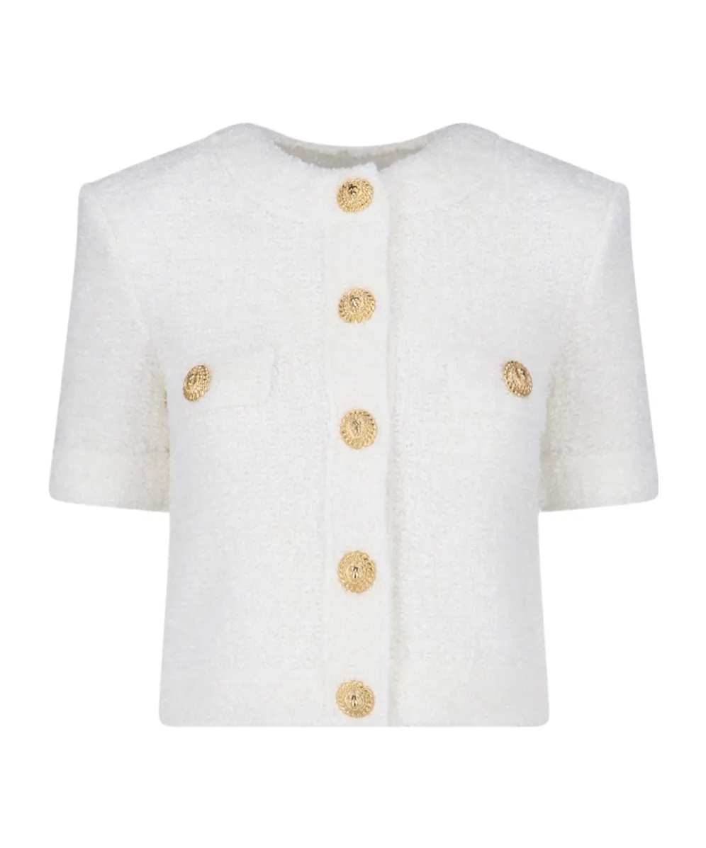Balmain Cropped Knitted Cardigan