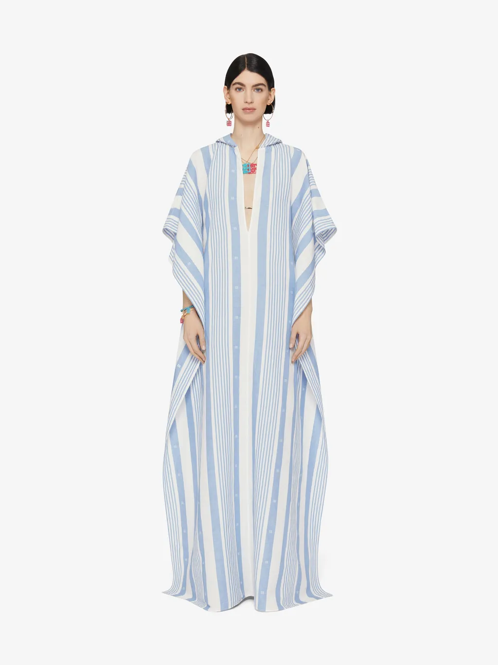 Kaftan In Cotton And Linen With 4G Stripes