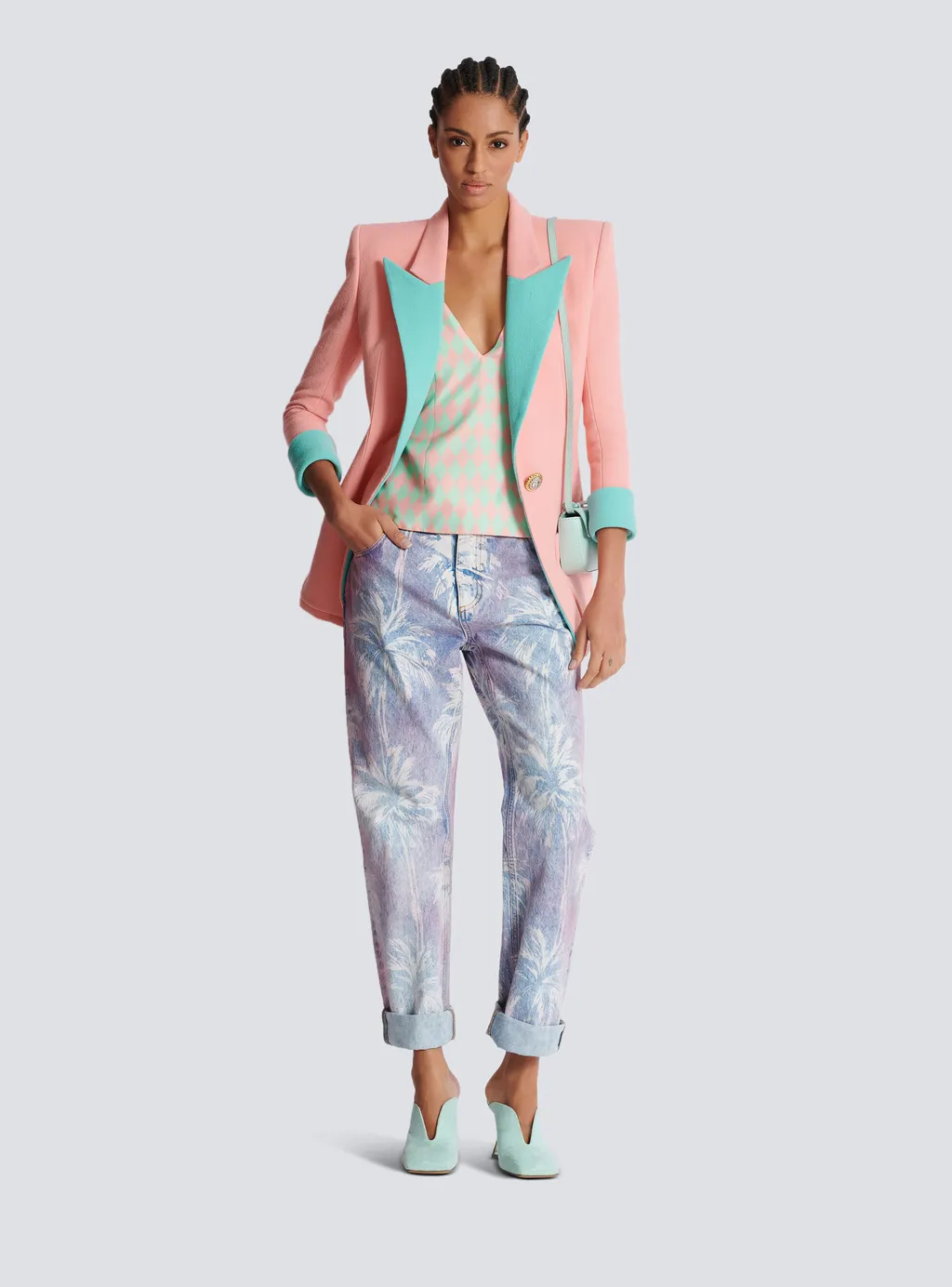 Balmain Palm Tree Denim Boyfriend Jeans