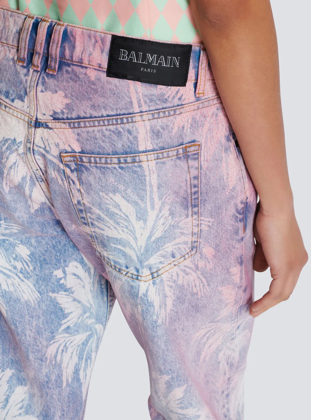 Balmain Palm Tree Denim Boyfriend Jeans