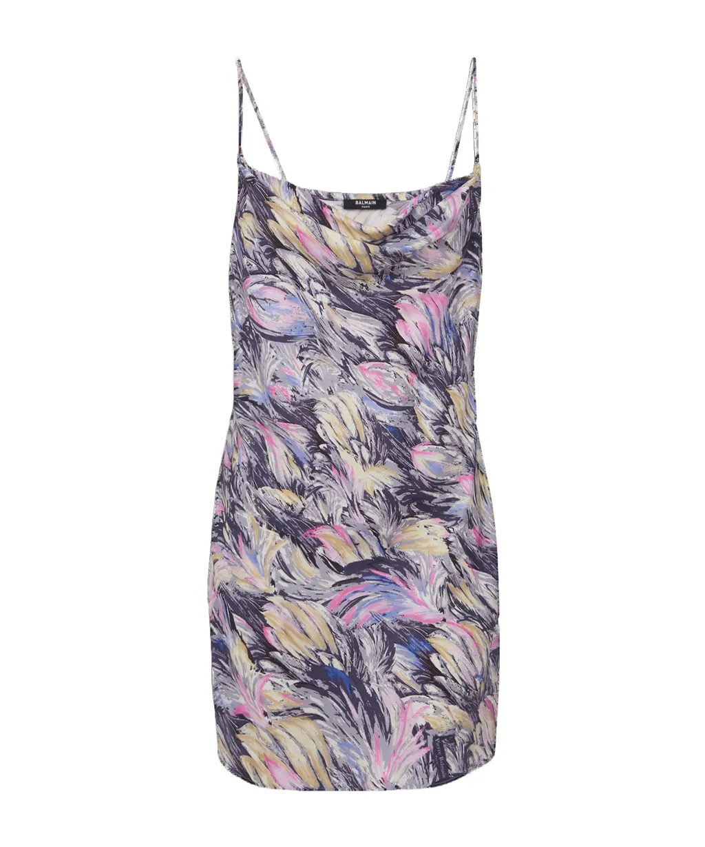 Balmain Floral Printed Strapped Mini Dress