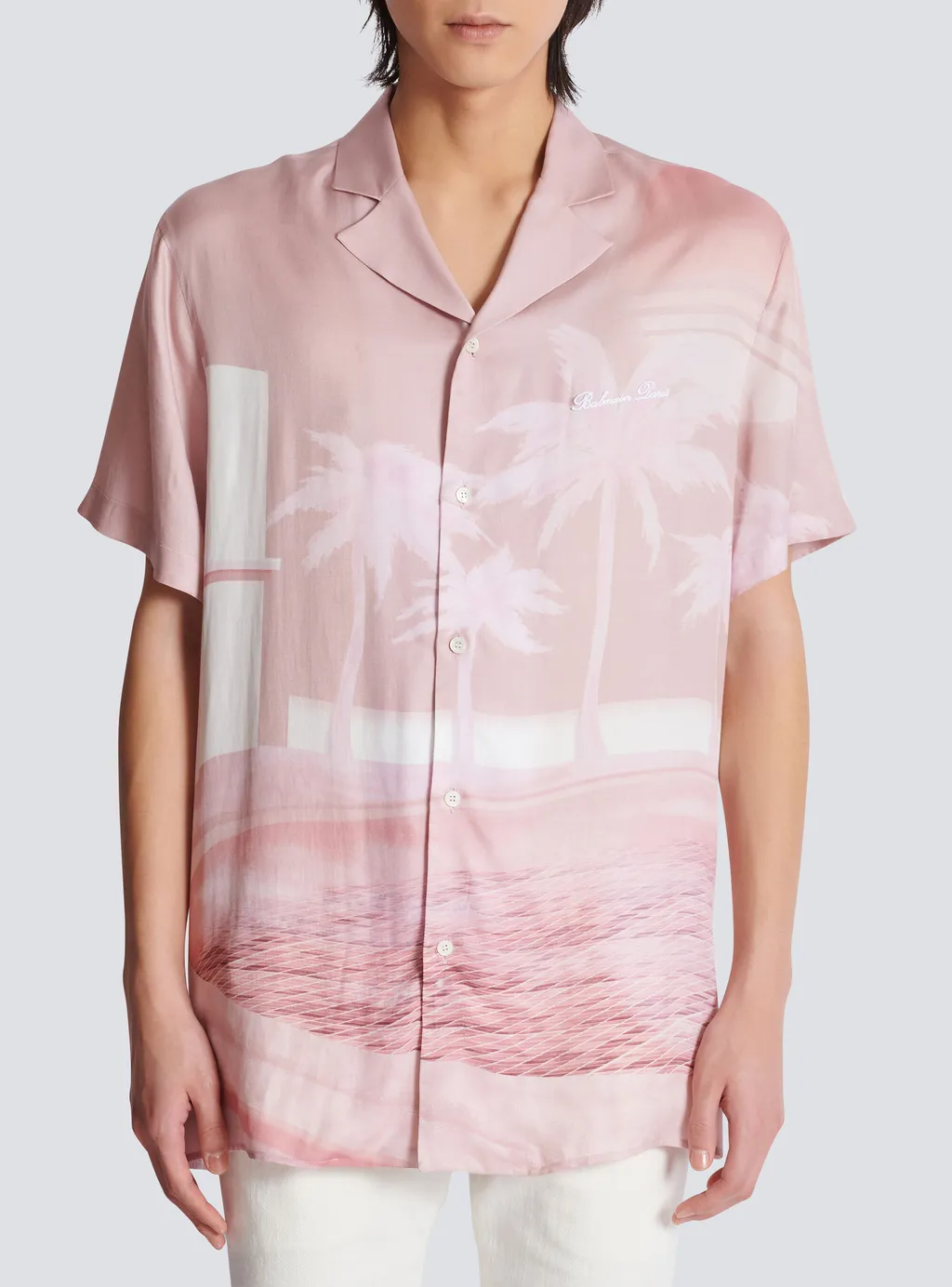Balmain Palm Printed Short-Sleeve Shirt