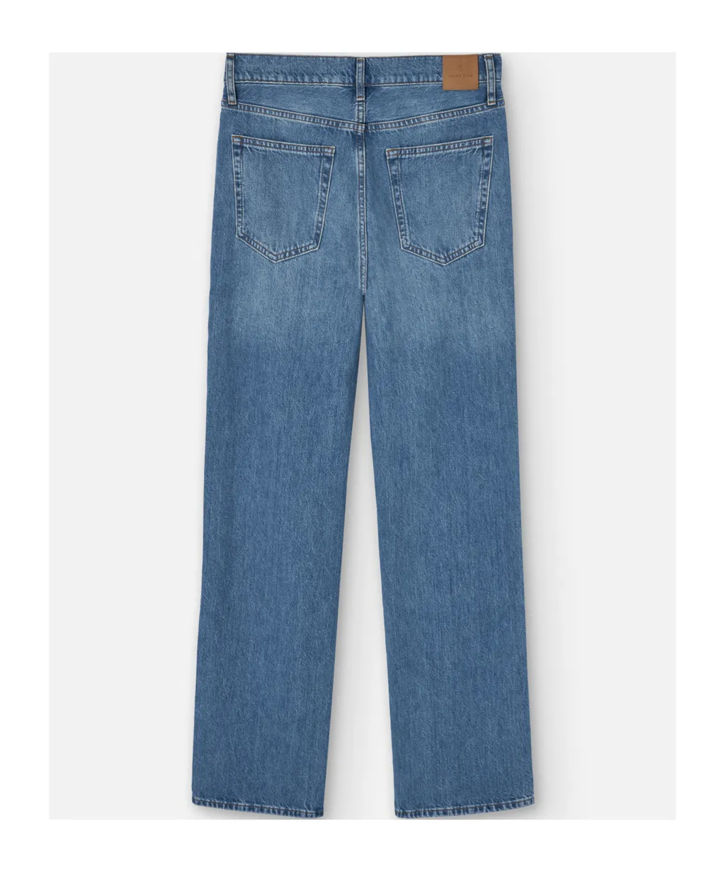 Mid-Wash Wide-Leg Jeans