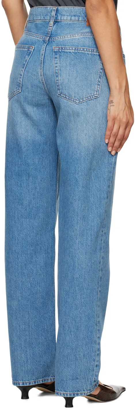 Mid-Wash Wide-Leg Jeans