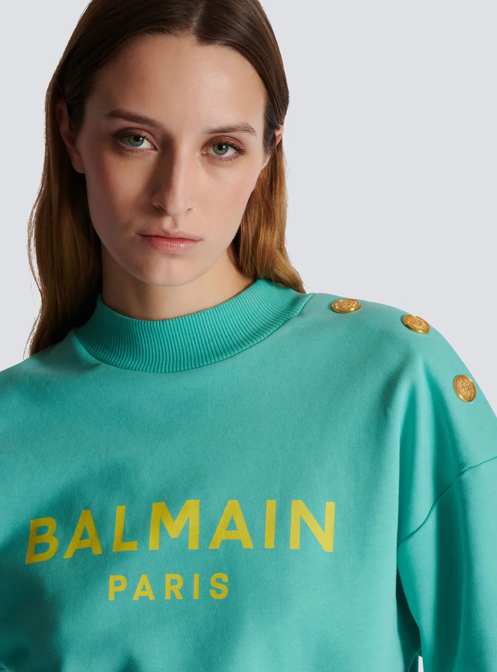 Balmain Logo Printed Crewneck Cropped Sweatshirt