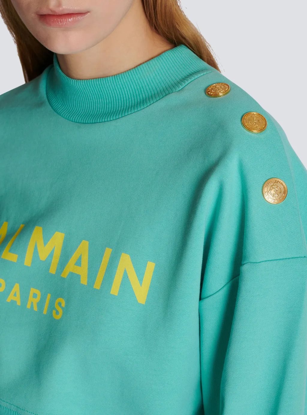 Balmain Logo Printed Crewneck Cropped Sweatshirt