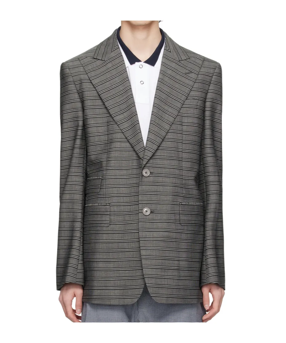 Striped Lapel Blazer