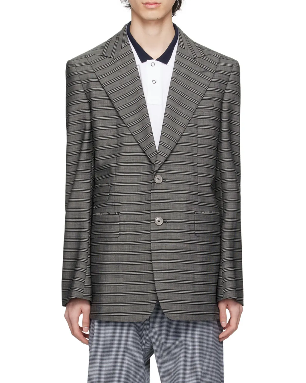 Striped Lapel Blazer