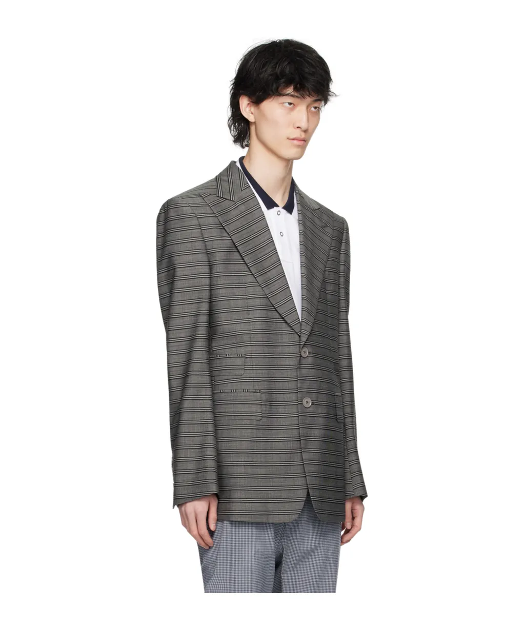 Striped Lapel Blazer