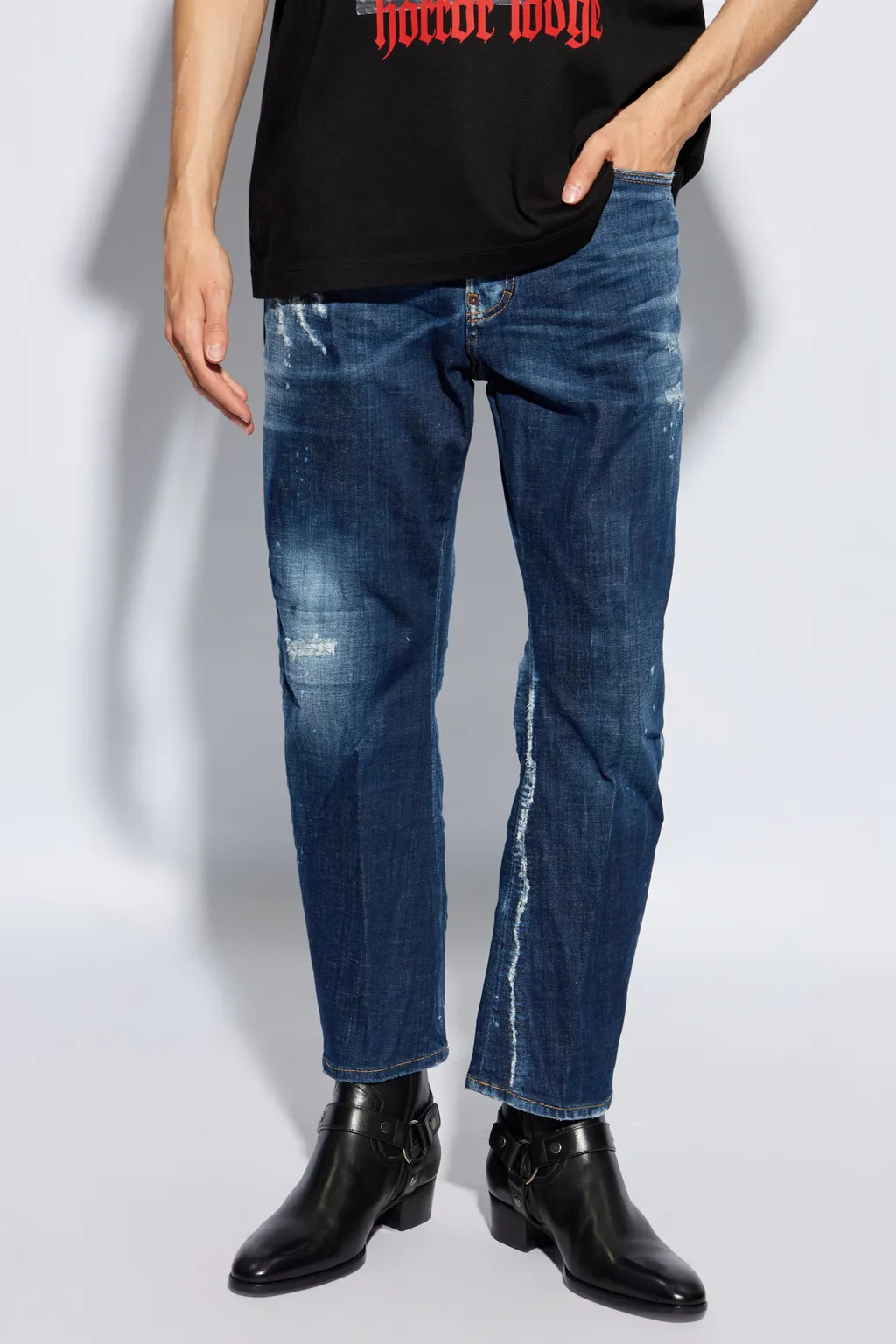 Dsquared2 Distressed Straight-Leg Jeans