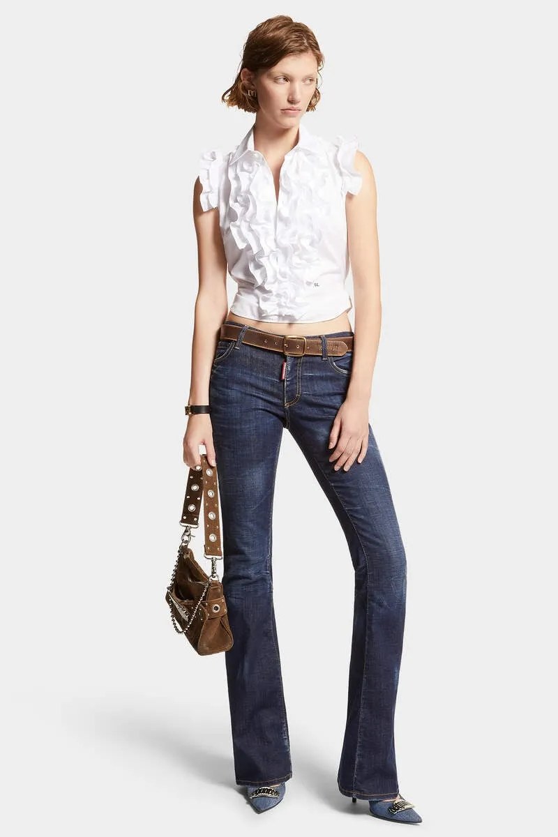 Dsquared2 Dark Clean Washed Medium-Waist Flare Jeans