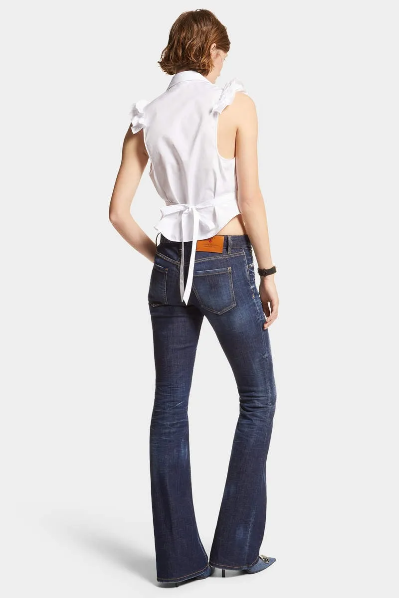 Dsquared2 Dark Clean Washed Medium-Waist Flare Jeans
