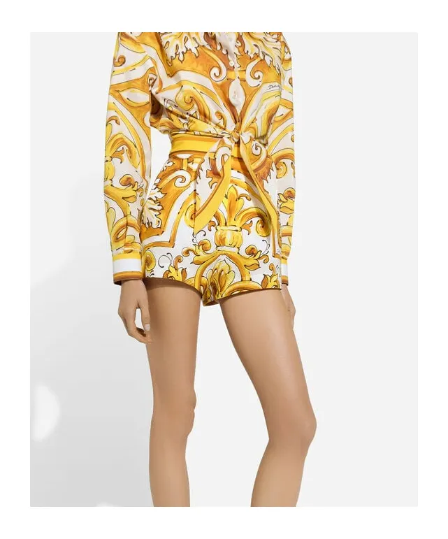 Dolce & Gabbana Majolica-Printed Poplin Shorts