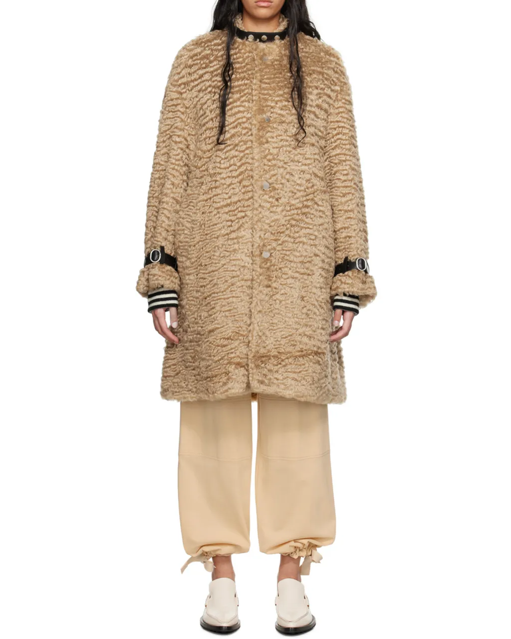 Jil Sander Detachable Leather Neck Strap Calf-Length Coat