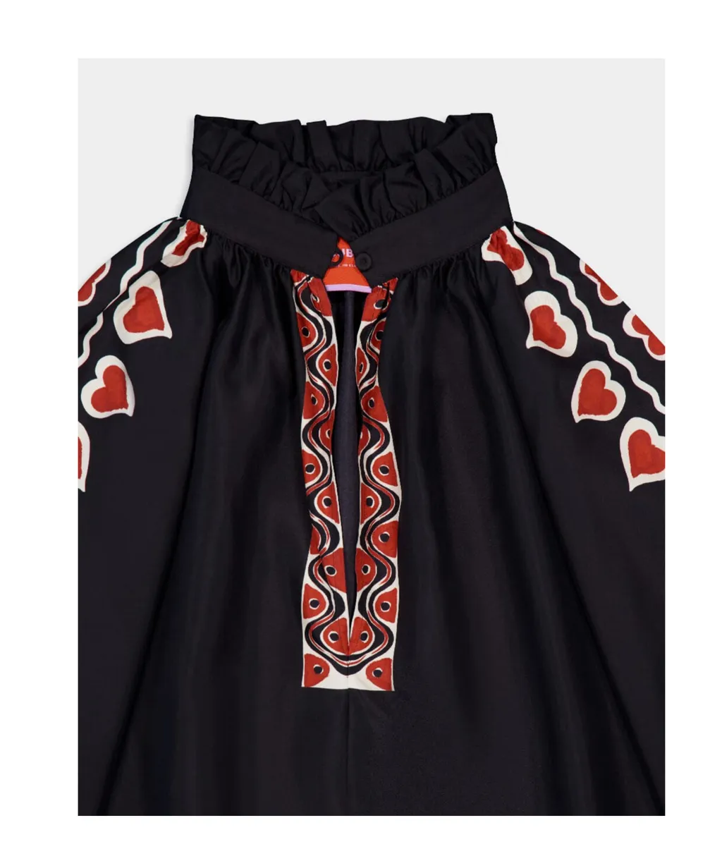 Cerere Silk PlacÉE-Print Blouse
