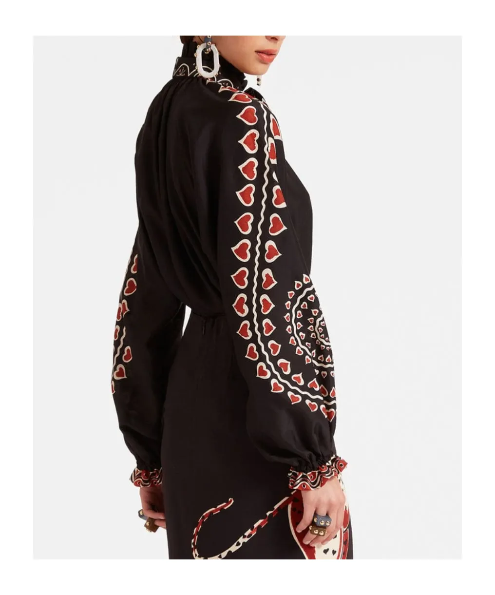 Cerere Silk PlacÉE-Print Blouse