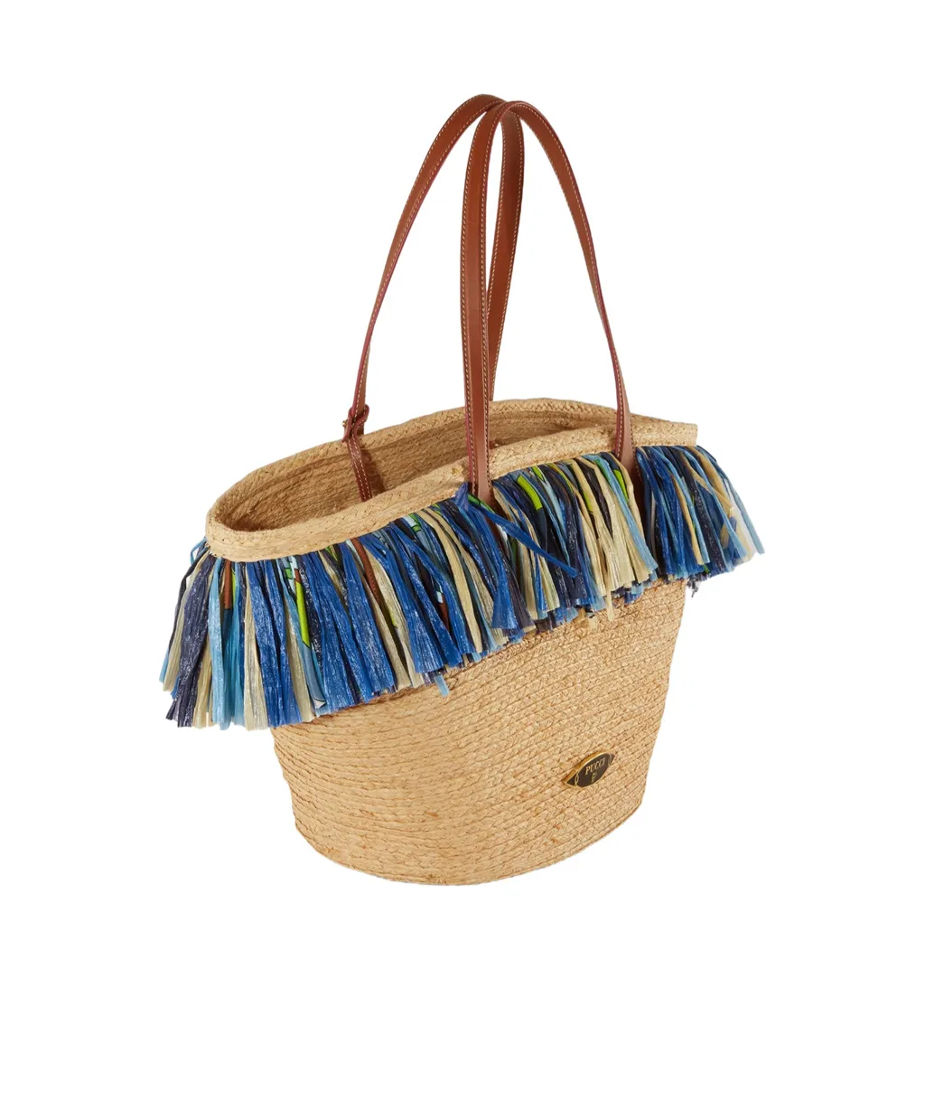 Pucci Puccing Logo Plaque Fringed Beach Bag