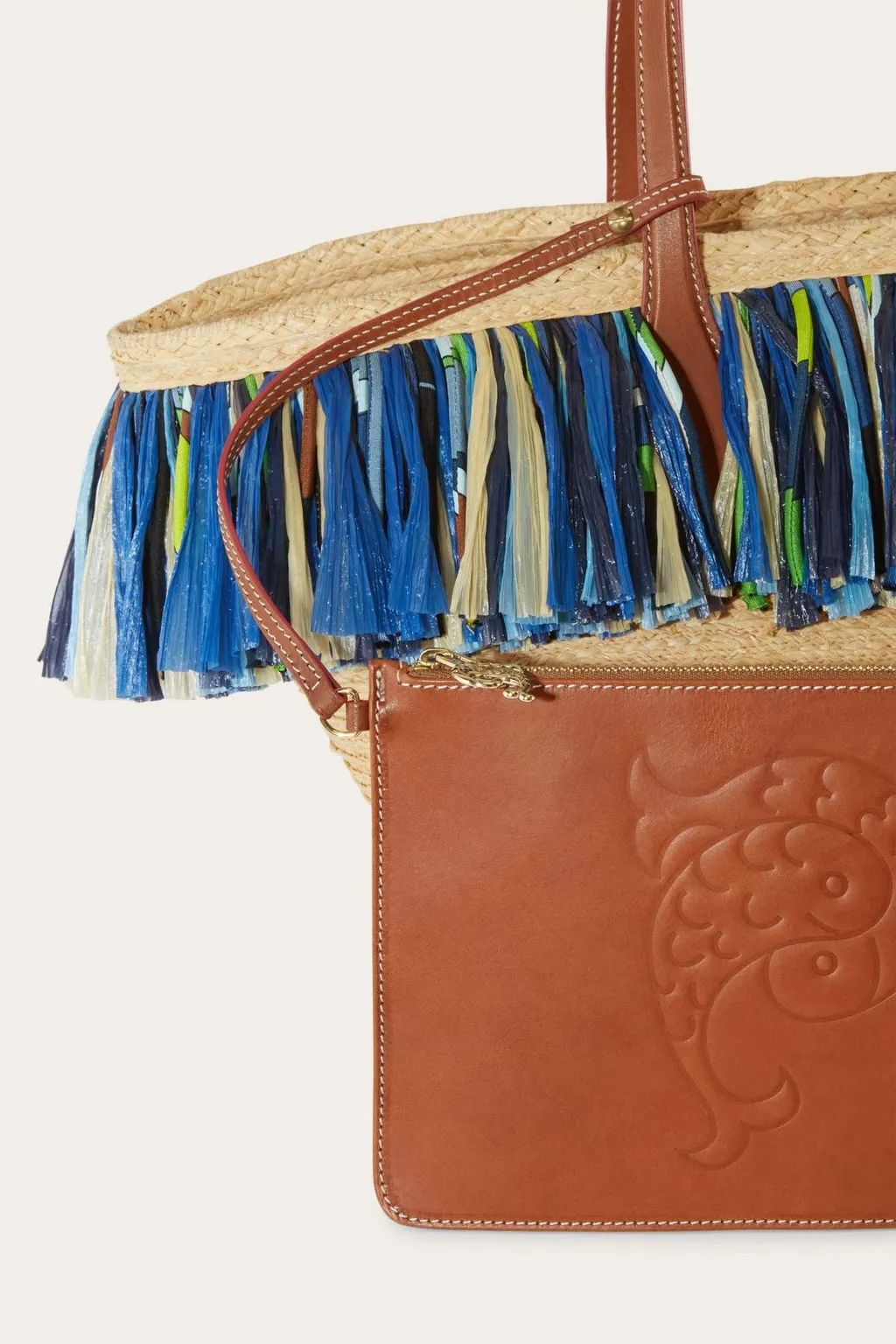 Pucci Puccing Logo Plaque Fringed Beach Bag