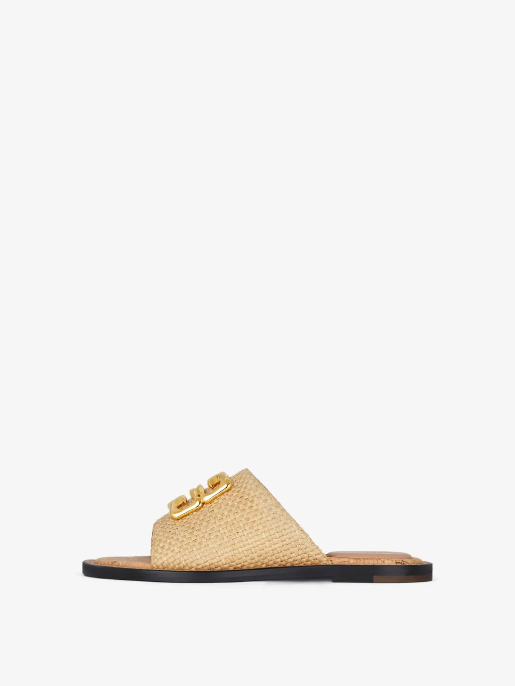 Givenchy 4G Plaque Raffia Flat Mules