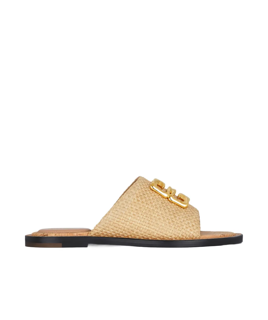 Givenchy 4G Plaque Raffia Flat Mules