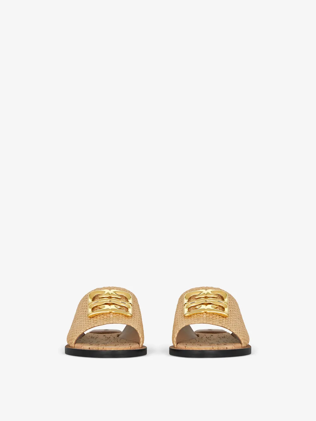 Givenchy 4G Plaque Raffia Flat Mules