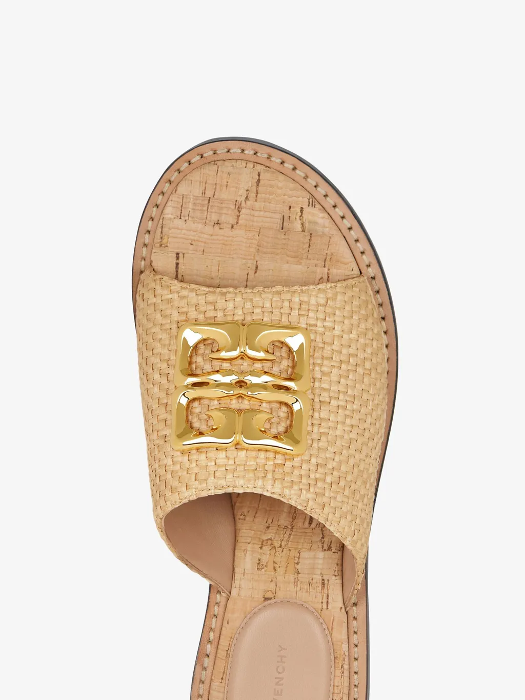 Givenchy 4G Plaque Raffia Flat Mules