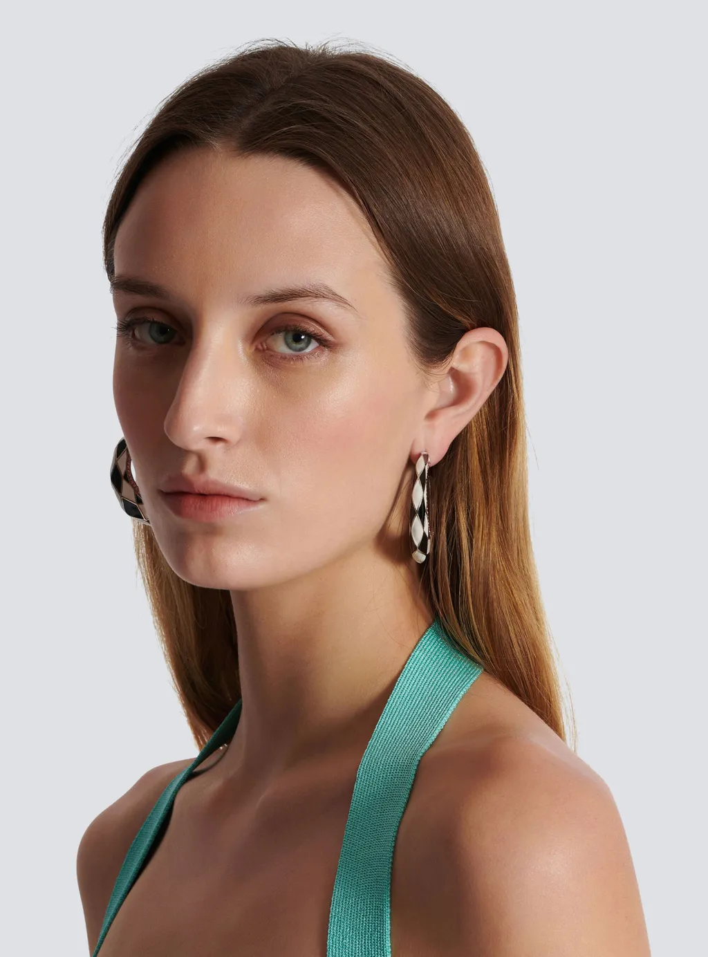 Diamond Enamelled Two-Tone Hoop Earrings