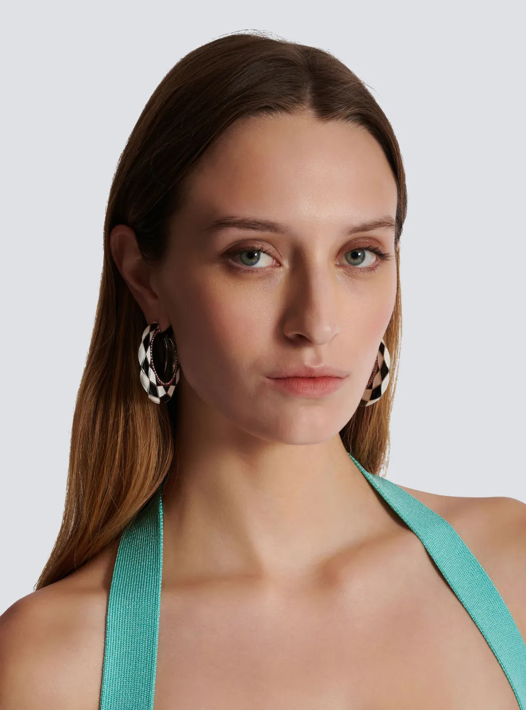 Diamond Enamelled Two-Tone Hoop Earrings