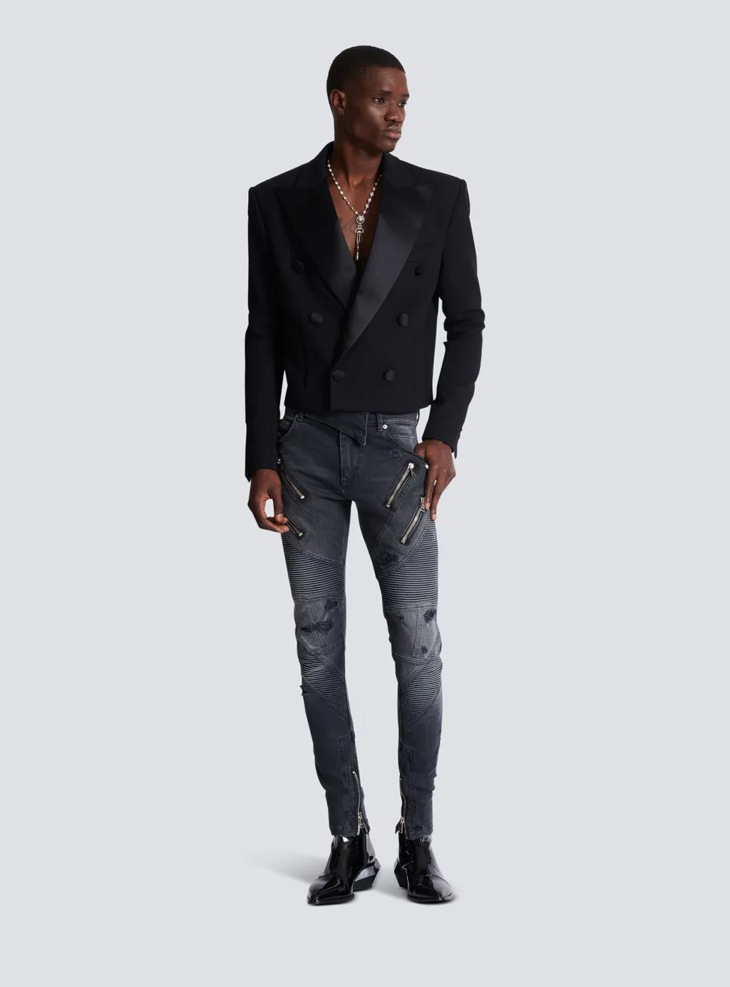 Cropped Double Crepe Jacket