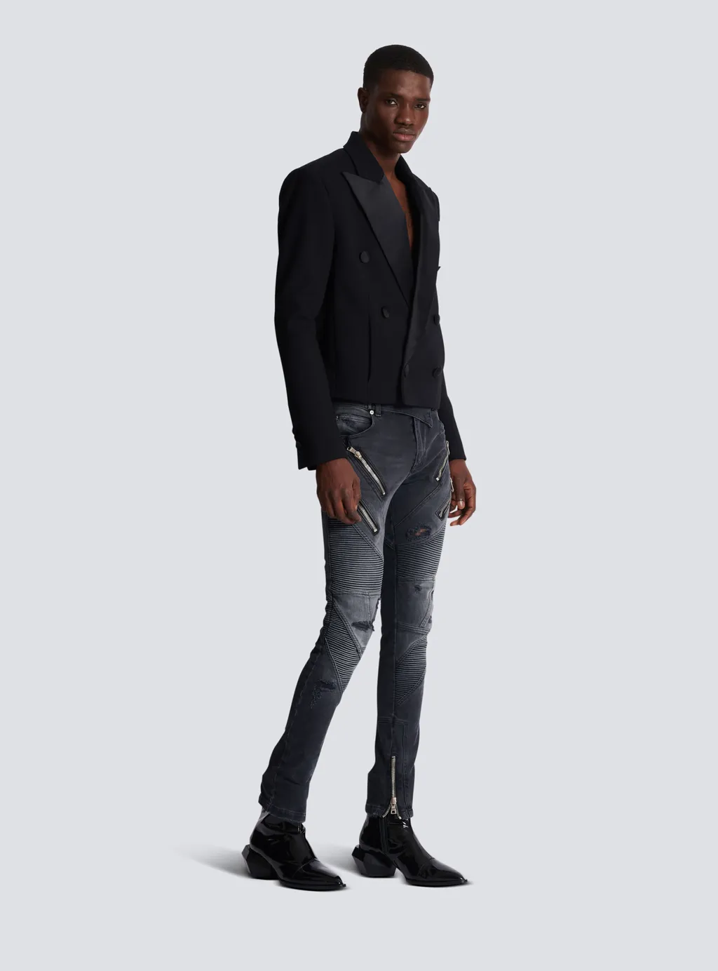 Cropped Double Crepe Jacket