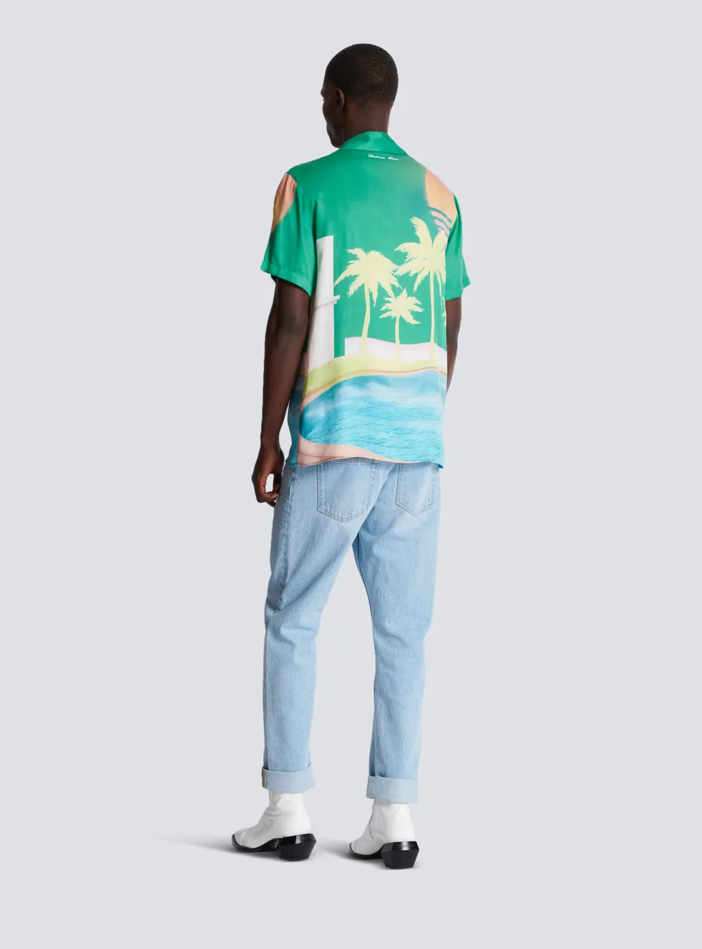 Balmain Palm Printed Short-Sleeve Shirt